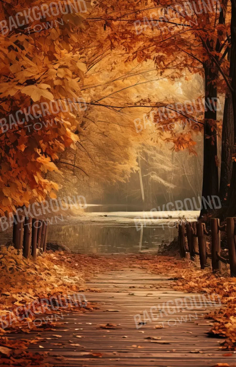Autumn Lake Path Iv 9’X14’ Ultracloth (108 X 168 Inch) Backdrop