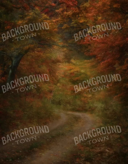 Autumn Road 6X8 Fleece ( 72 X 96 Inch ) Backdrop