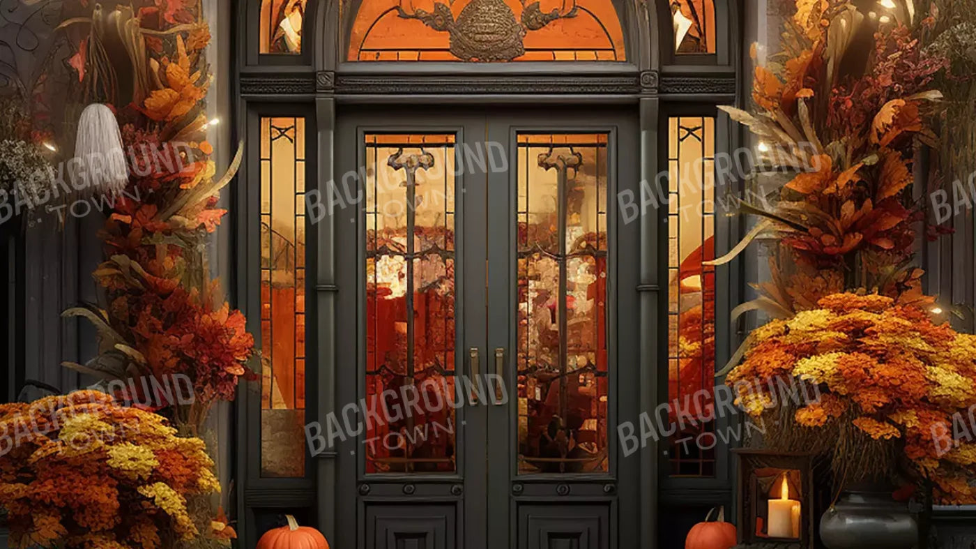 Autumn Store Front 1 14X8 Ultracloth ( 168 X 96 Inch ) Backdrop