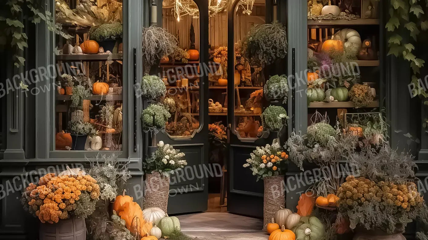 Autumn Store Front 3 14X8 Ultracloth ( 168 X 96 Inch ) Backdrop