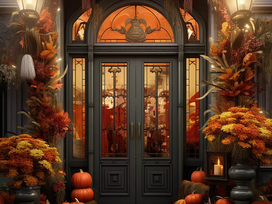 Autumn Store Front 1 68X5 Fleece ( 80 X 60 Inch ) Backdrop
