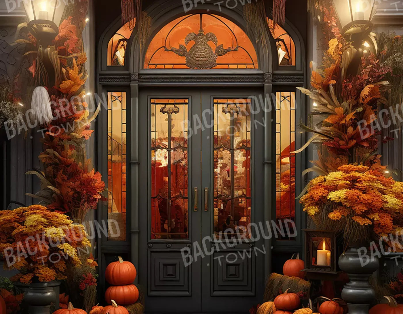 Autumn Store Front 1 8X6 Fleece ( 96 X 72 Inch ) Backdrop