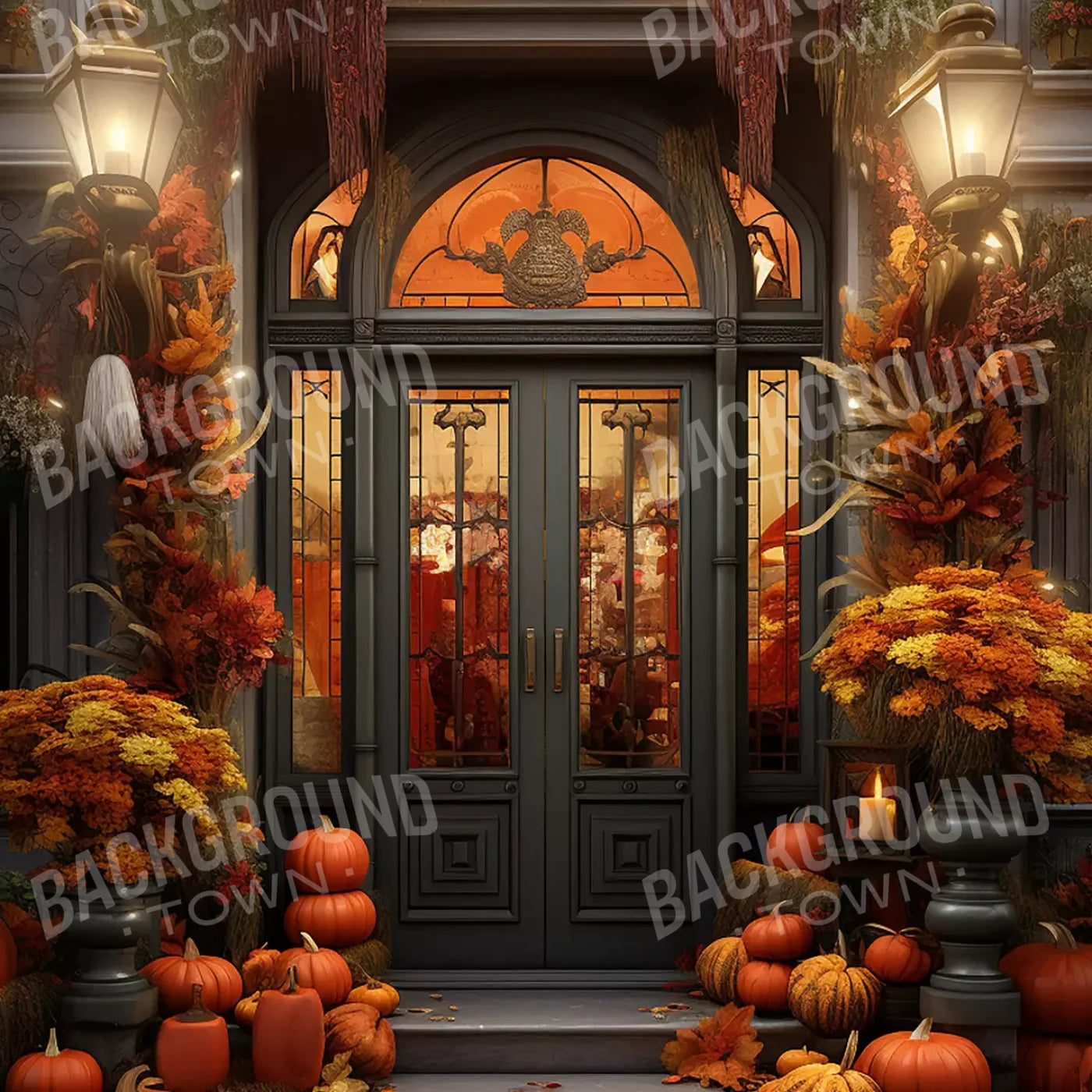 Autumn Store Front 1 8X8 Fleece ( 96 X Inch ) Backdrop