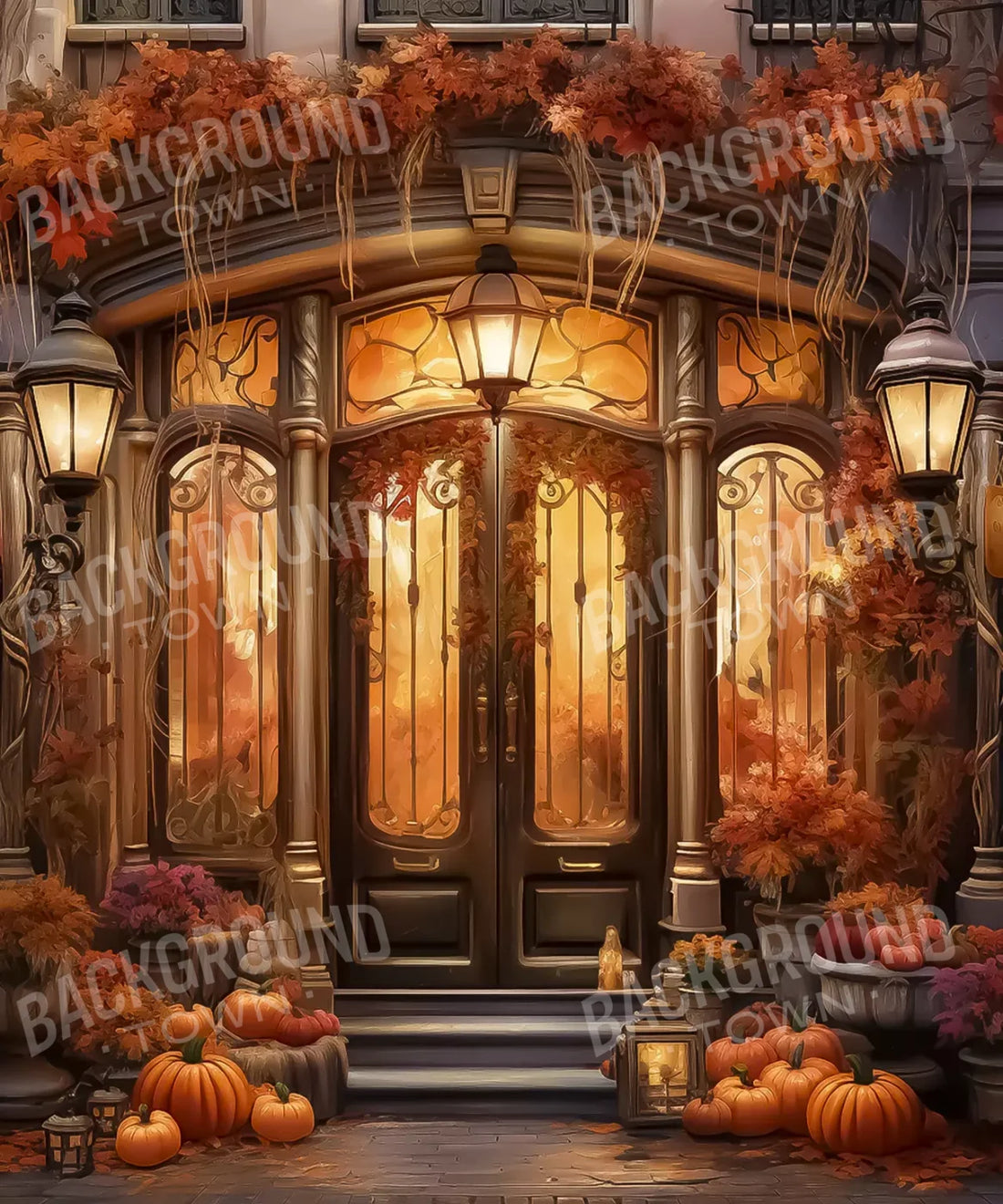 Fall Pumpkin Store Backdrop for Photography