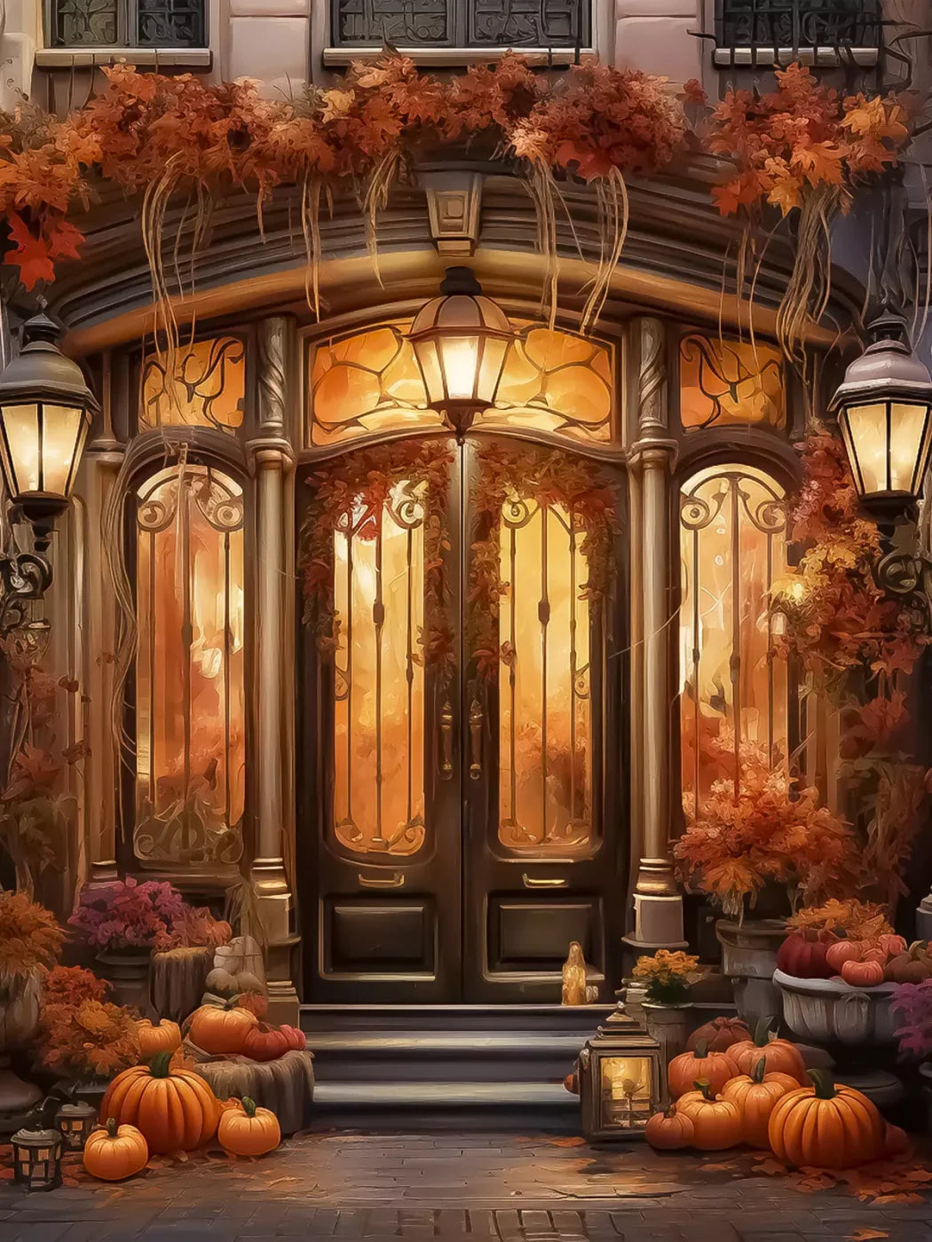 Autumn Storefront 2.1 5X68 Fleece ( 60 X 80 Inch ) Backdrop