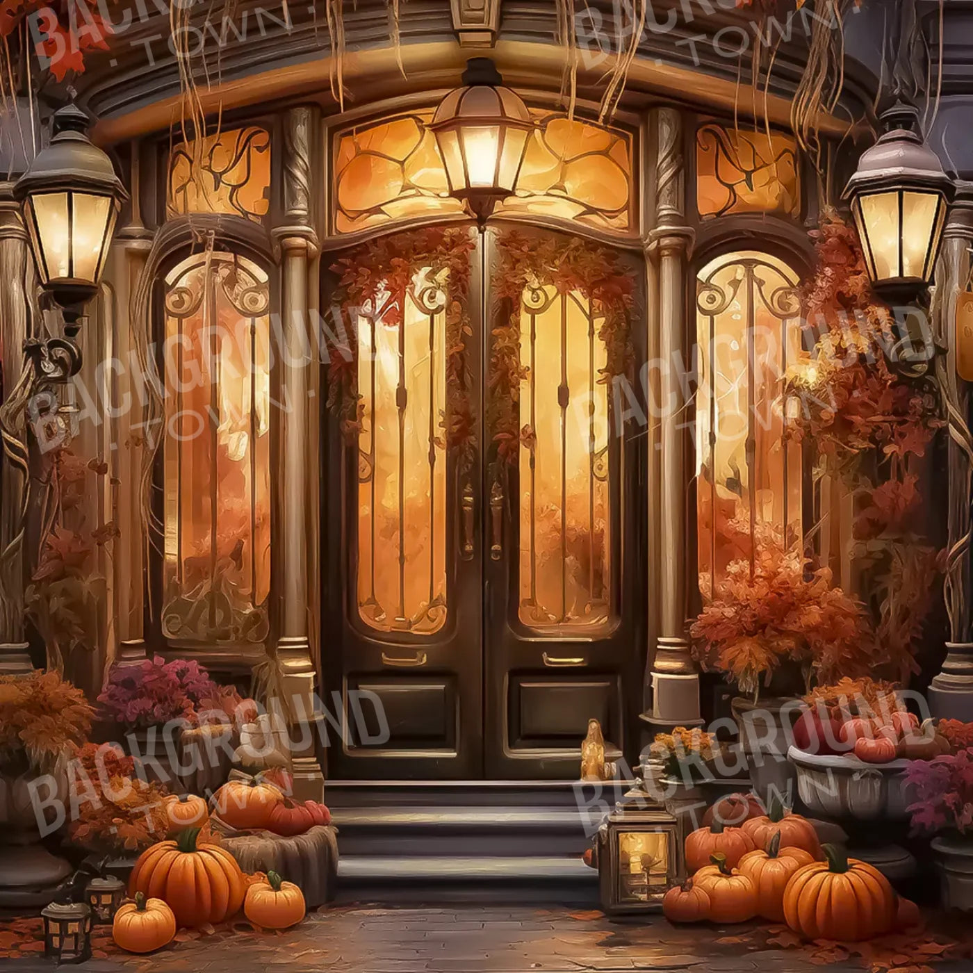 Autumn Store Front 2 10X10 Ultracloth ( 120 X Inch ) Backdrop
