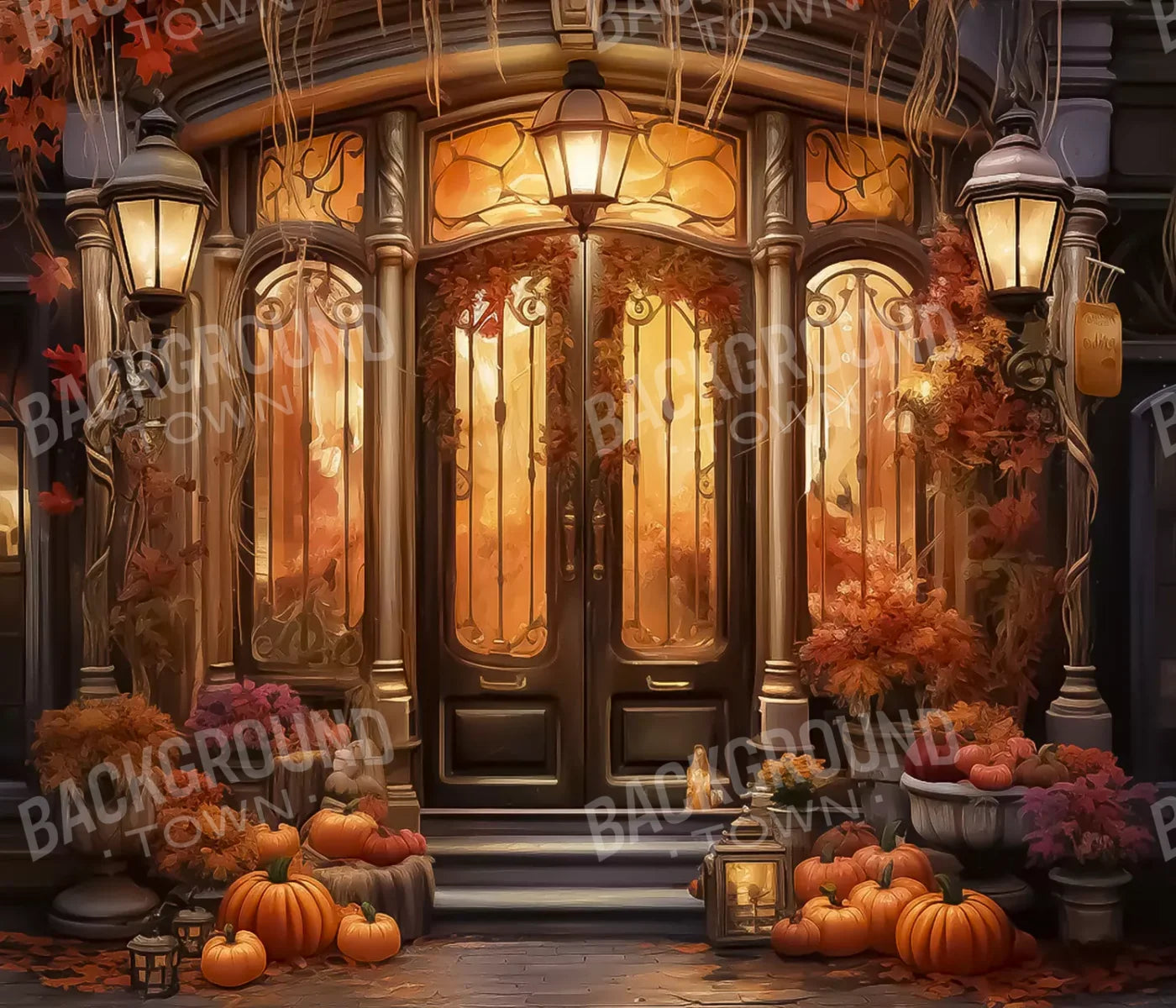 Autumn Store Front 2 12X10 Ultracloth ( 144 X 120 Inch ) Backdrop