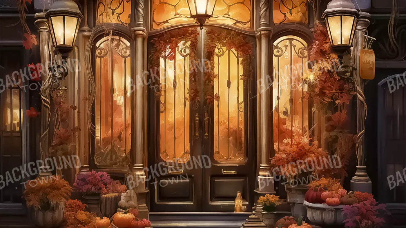 Autumn Store Front 2 14X8 Ultracloth ( 168 X 96 Inch ) Backdrop