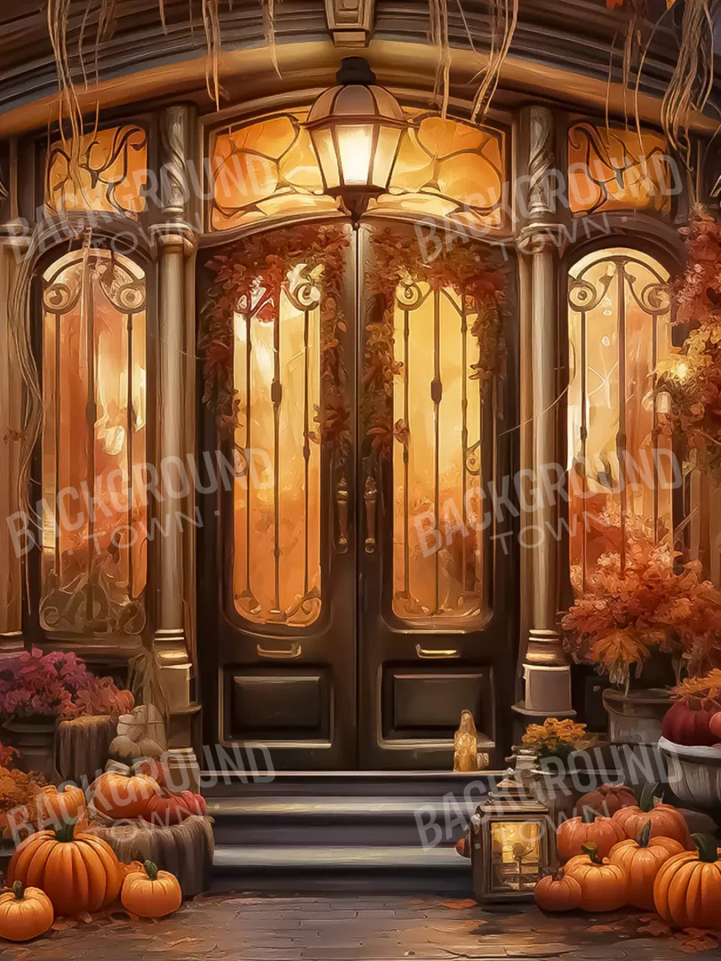 Autumn Store Front 2 5X7 Ultracloth ( 60 X 84 Inch ) Backdrop
