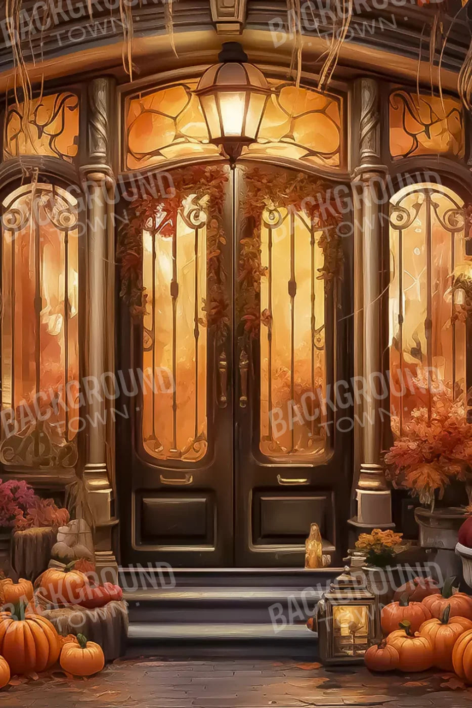 Autumn Store Front 2 5X8 Ultracloth ( 60 X 96 Inch ) Backdrop