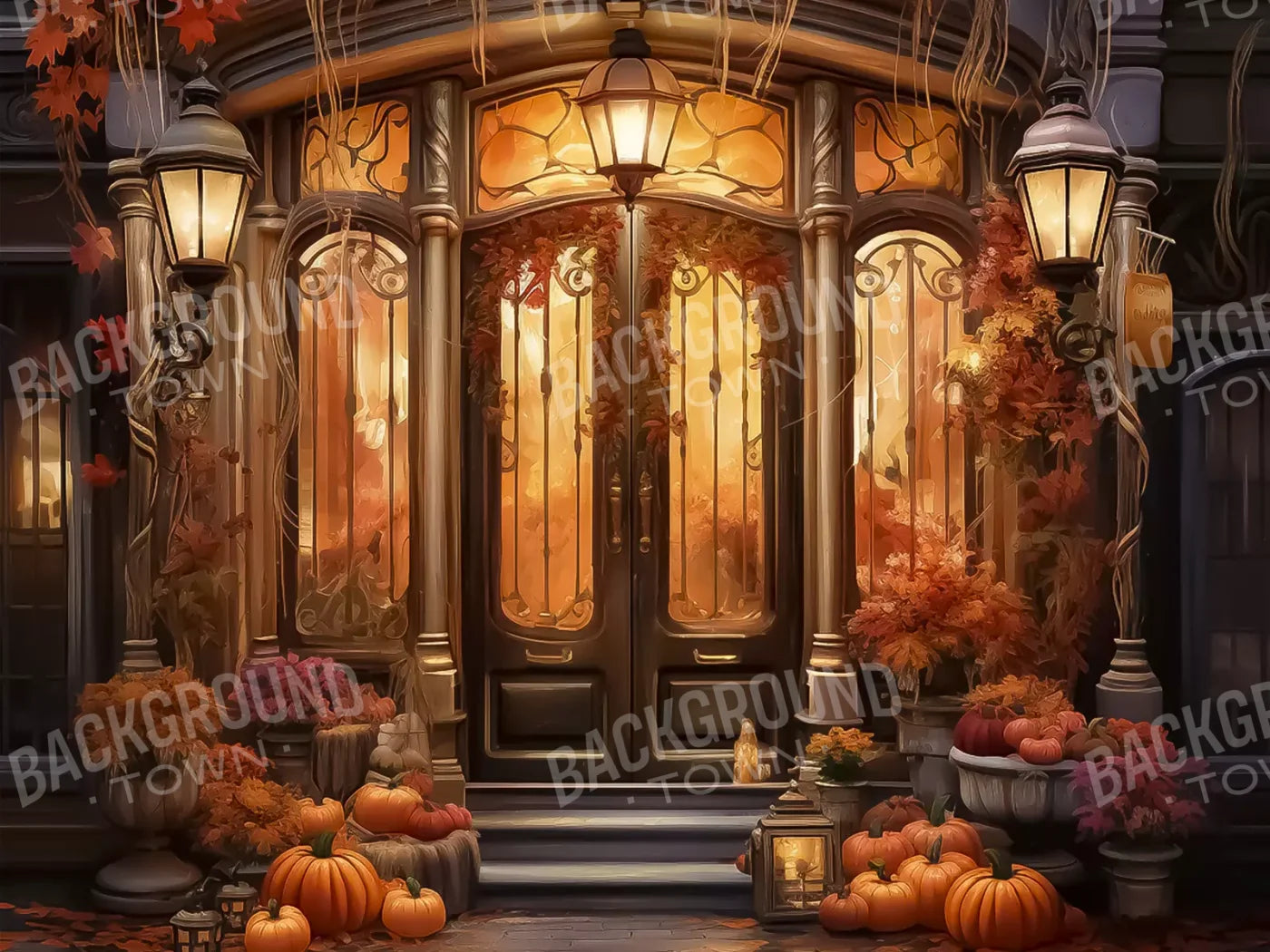 Autumn Store Front 2 7X5 Ultracloth ( 84 X 60 Inch ) Backdrop