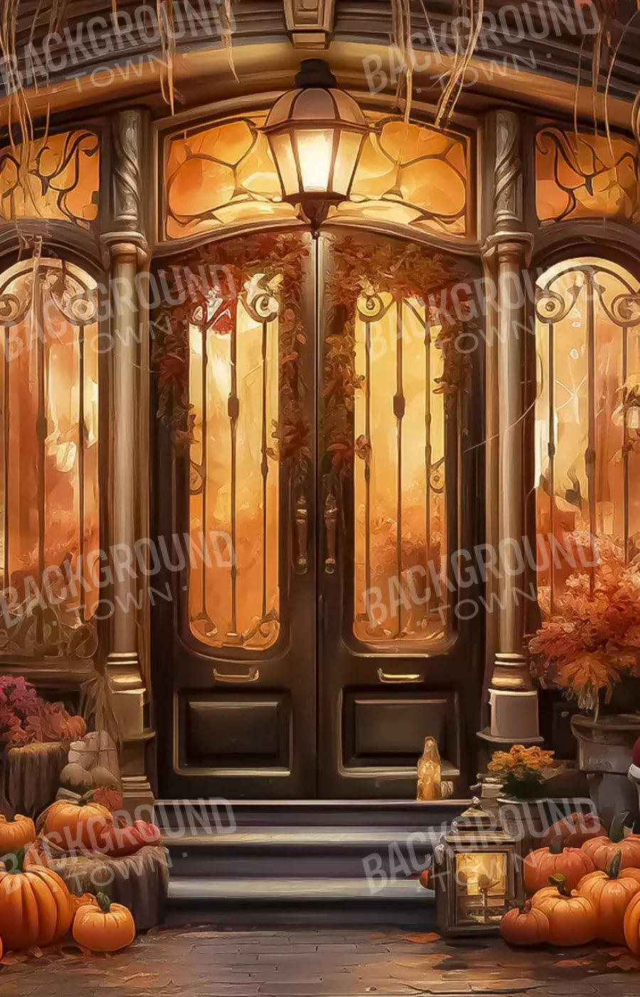 Autumn Store Front 2 8X12 Ultracloth ( 96 X 144 Inch ) Backdrop