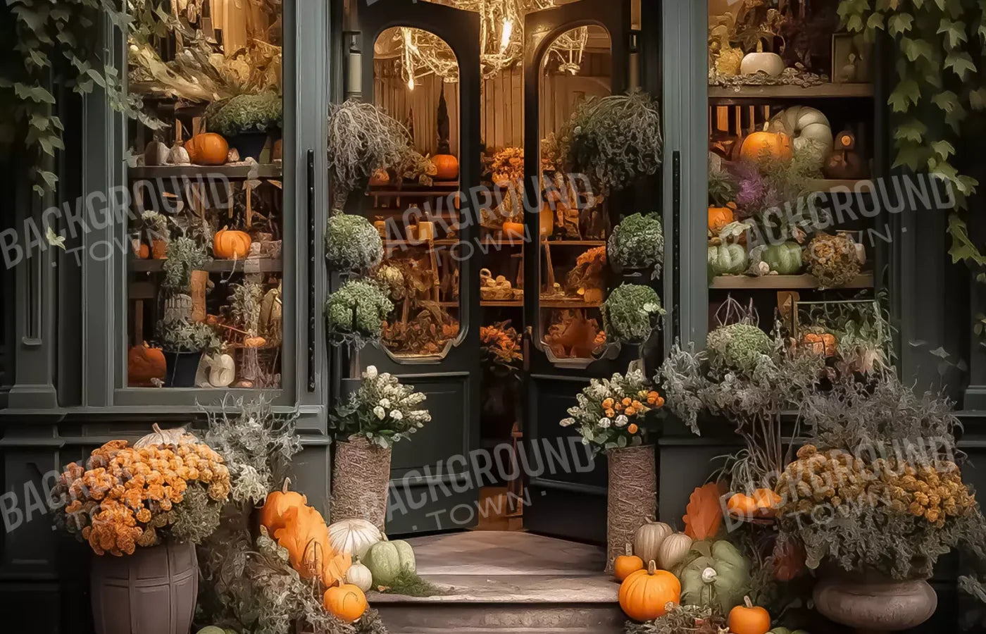 Autumn Store Front 3 12X8 Ultracloth ( 144 X 96 Inch ) Backdrop