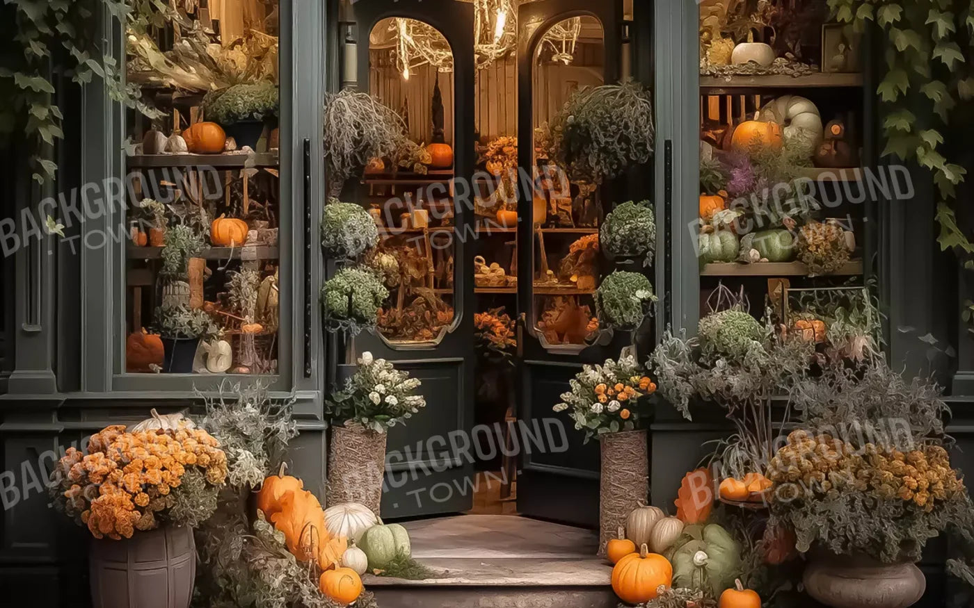 Autumn Store Front 3 14X9 Ultracloth ( 168 X 108 Inch ) Backdrop