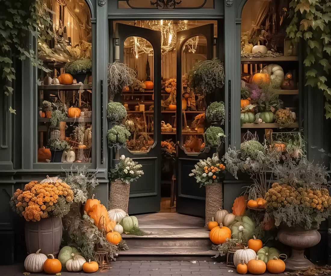 Pumpkin Store Front  Backdrop for Photography