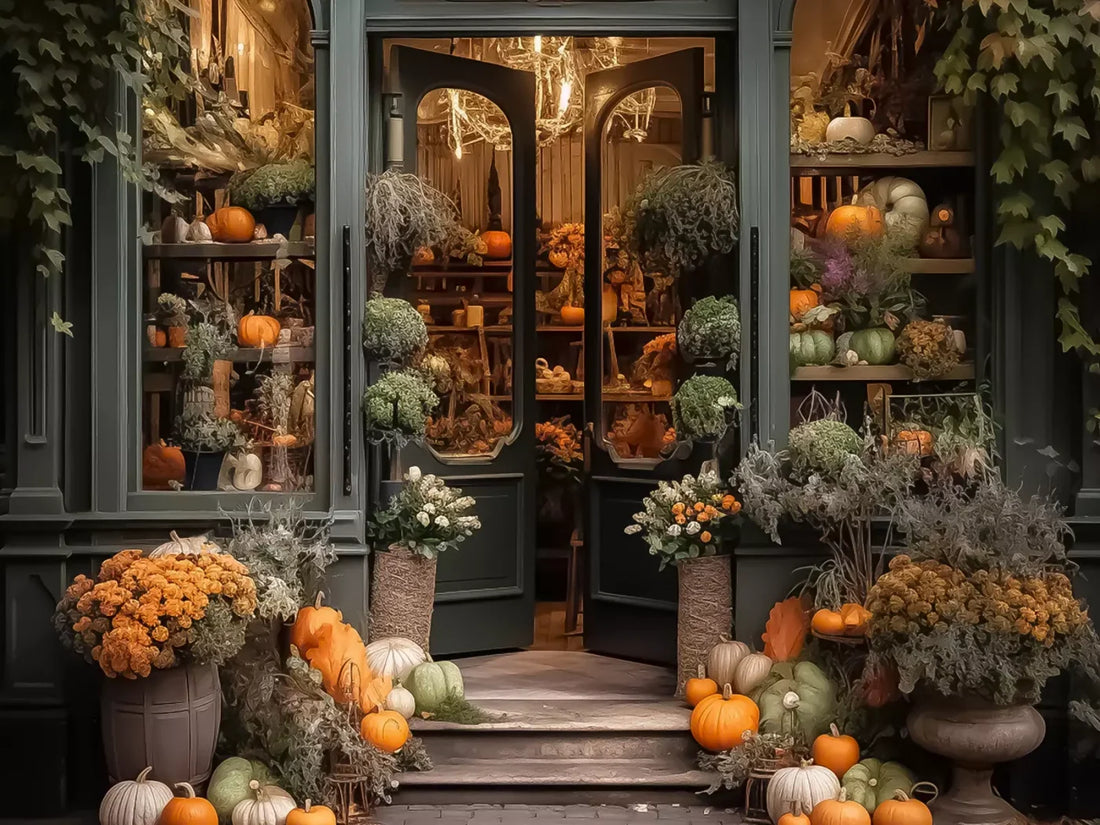 Autumn Store Front 3 68X5 Fleece ( 80 X 60 Inch ) Backdrop