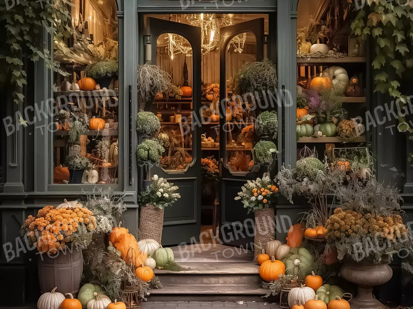 Autumn Store Front 3 68X5 Fleece ( 80 X 60 Inch ) Backdrop