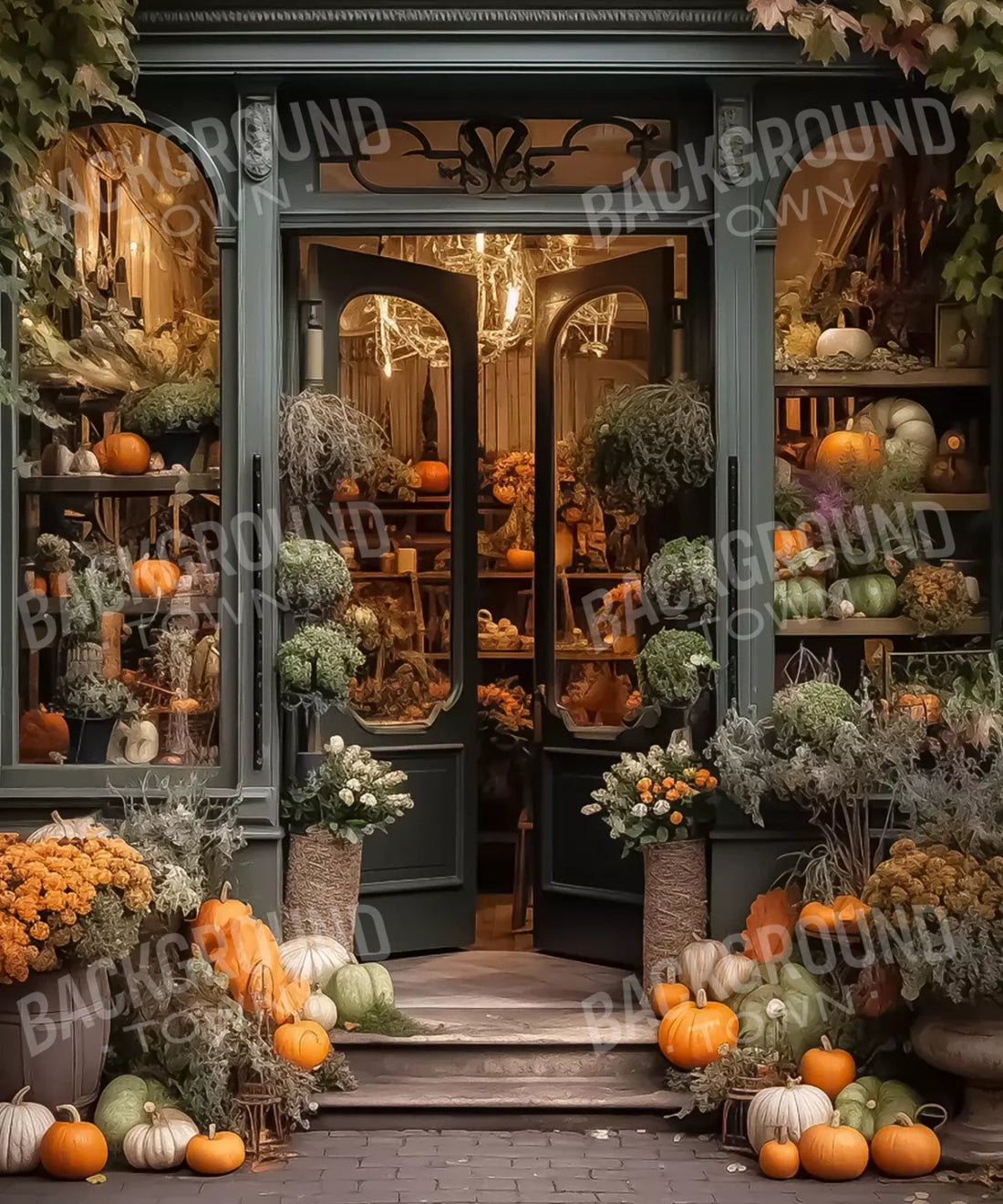 Pumpkin Store Front Backdrop for Photography