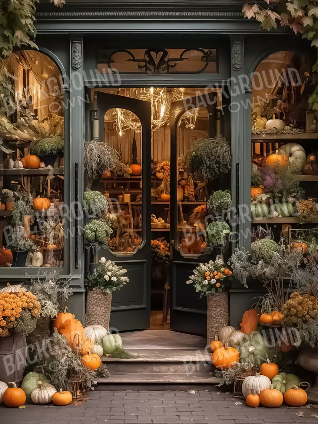 Autumn Store Front 3.1 5X68 Fleece ( 60 X 80 Inch ) Backdrop