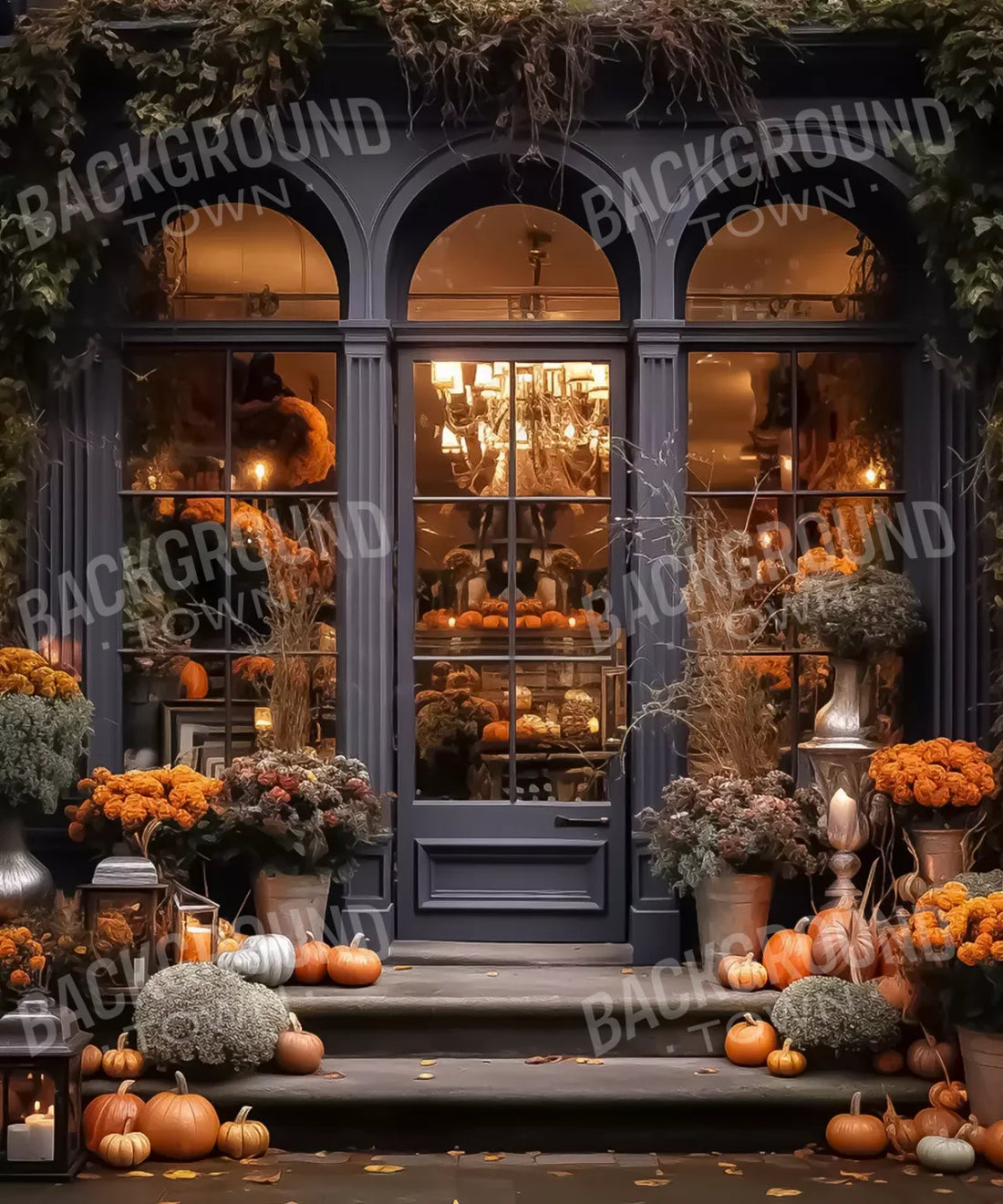 Pumpkin Store Front  Backdrop for Photography