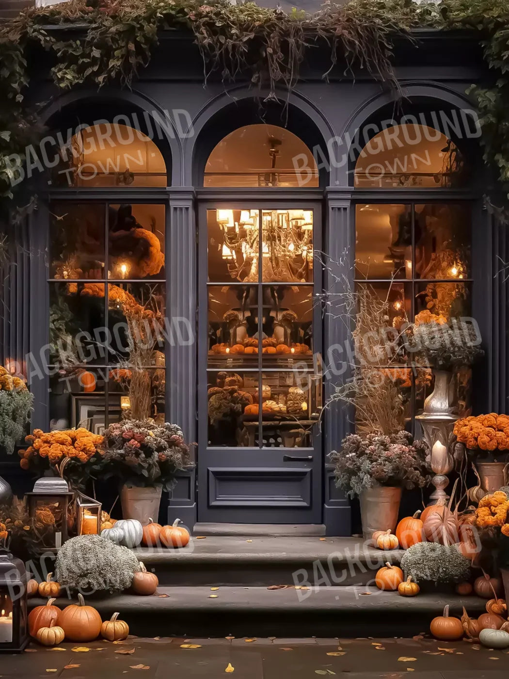 Autumn Store Front 4 5X7 Ultracloth ( 60 X 84 Inch ) Backdrop
