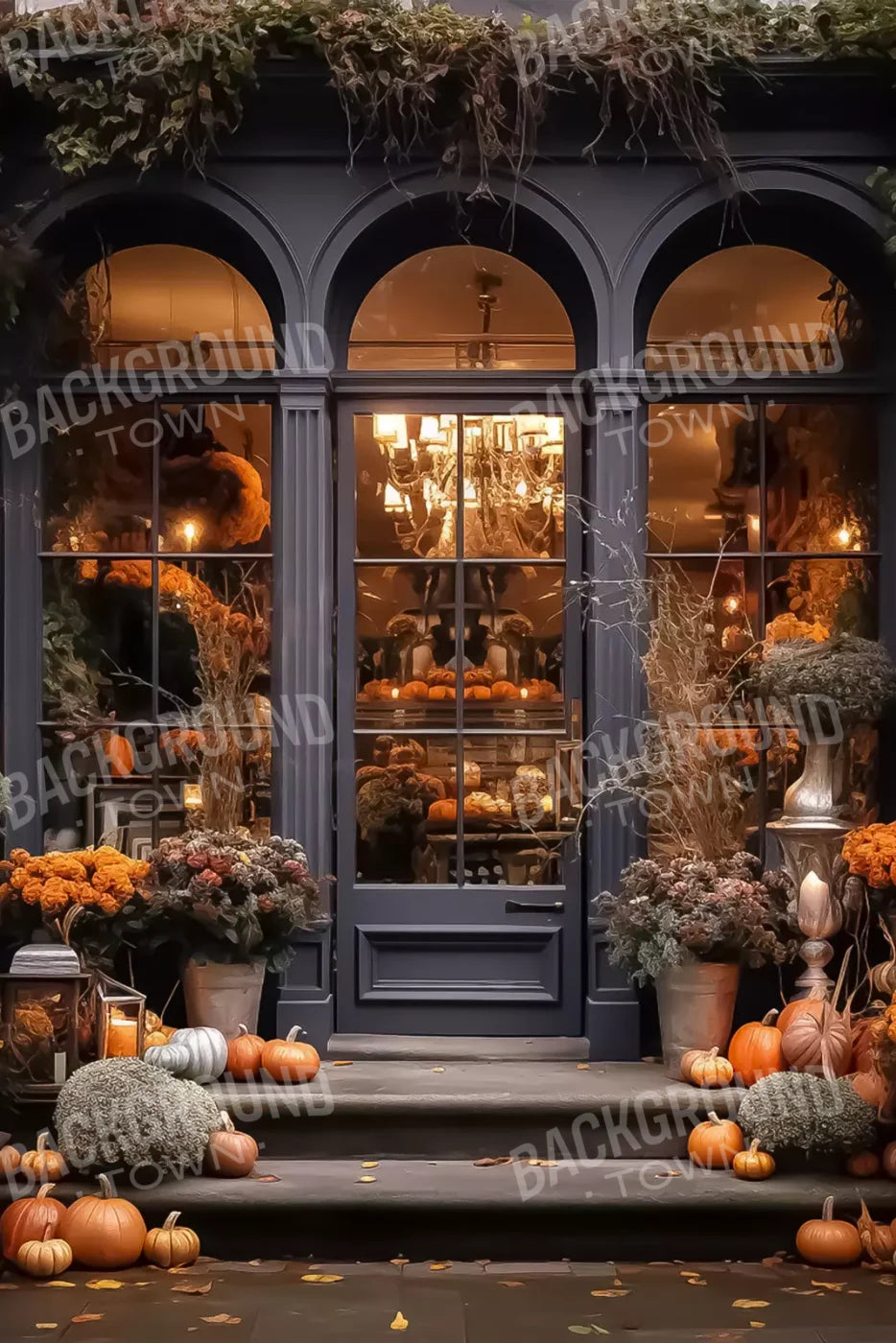 Autumn Store Front 4 5X8 Ultracloth ( 60 X 96 Inch ) Backdrop