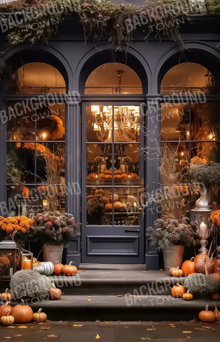 Autumn Store Front 4 8X12 Ultracloth ( 96 X 144 Inch ) Backdrop