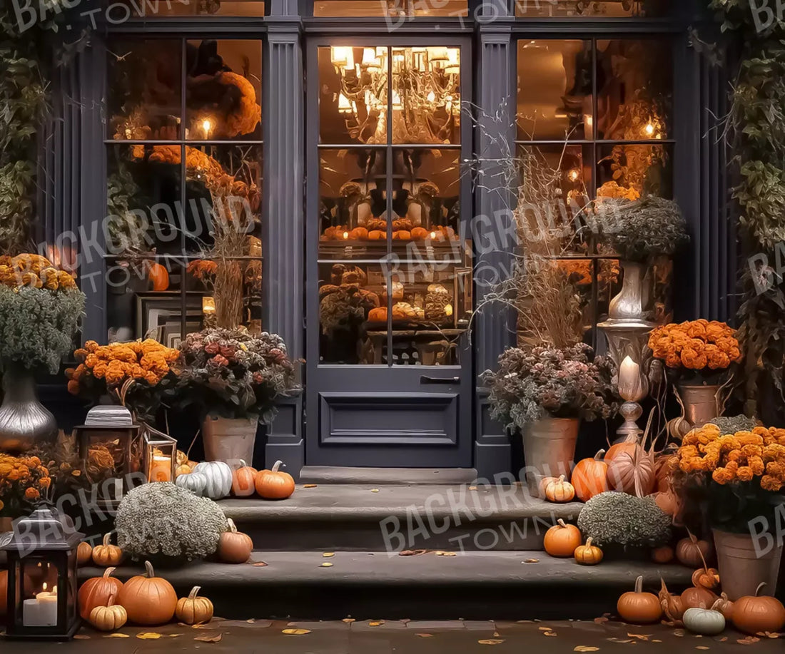 Pumpkin Store Front Gray Backdrop for Photography