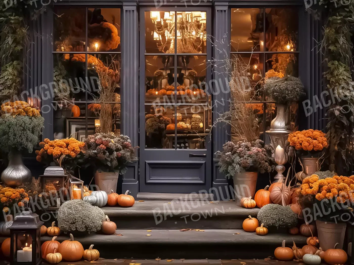 Autumn Store Front 4.2 68X5 Fleece ( 80 X 60 Inch ) Backdrop