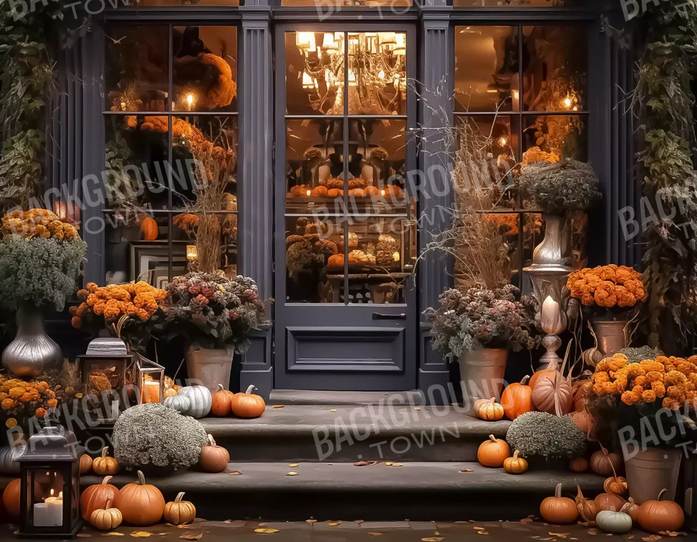 Autumn Store Front 4.2 8X6 Fleece ( 96 X 72 Inch ) Backdrop