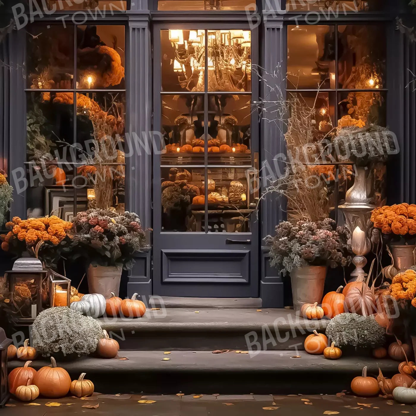 Autumn Store Front 4.2 8X8 Fleece ( 96 X Inch ) Backdrop