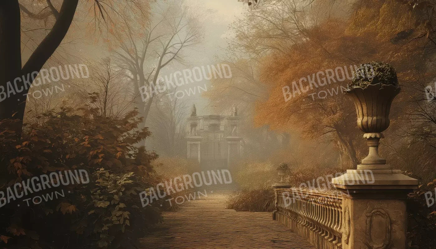 Autumn Walk To Mansion 14’X8’ Ultracloth (168 X 96 Inch) Backdrop