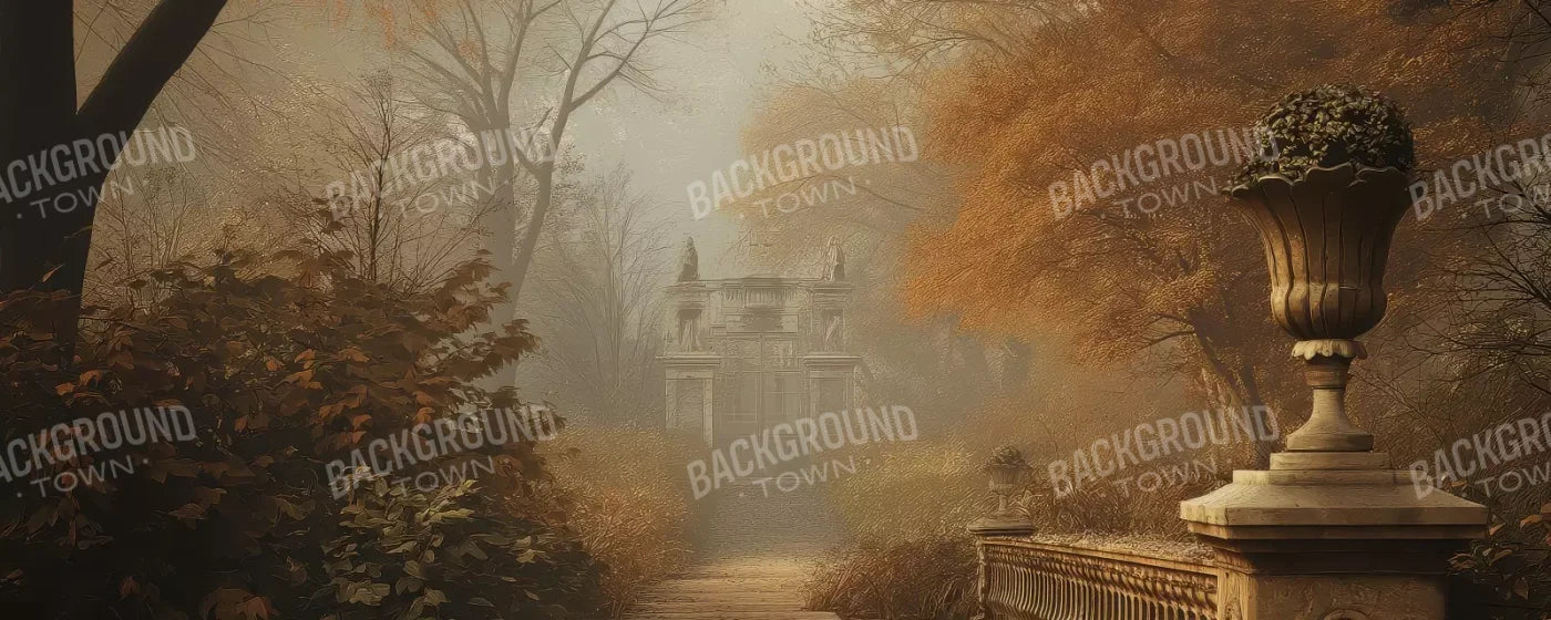 Autumn Walk To Mansion 20’X8’ Ultracloth (240 X 96 Inch) Backdrop