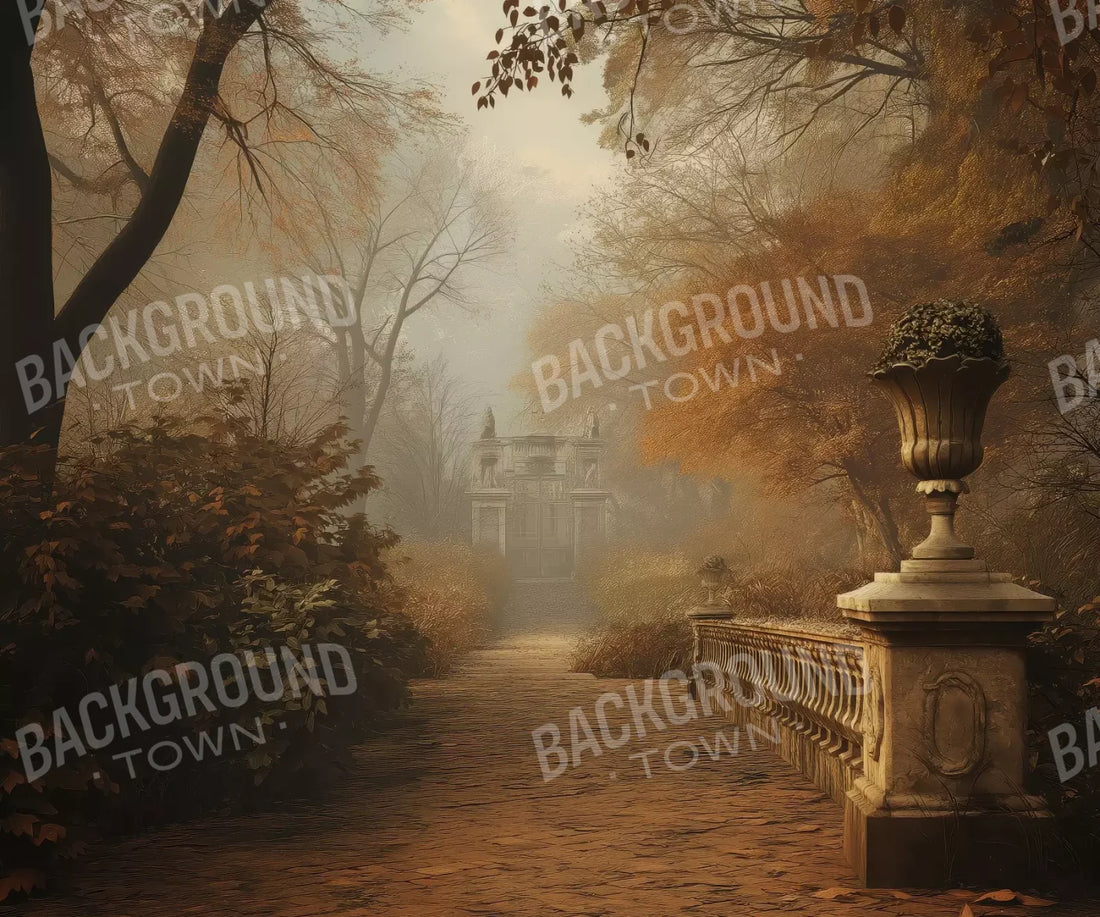 Autumn Walk To Mansion 5’X4’2 Fleece (60 X 50 Inch) Backdrop