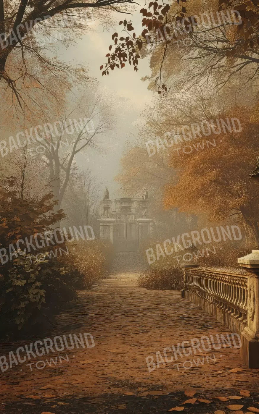 Autumn Walk To Mansion 5’X8’ Ultracloth (60 X 96 Inch) Backdrop