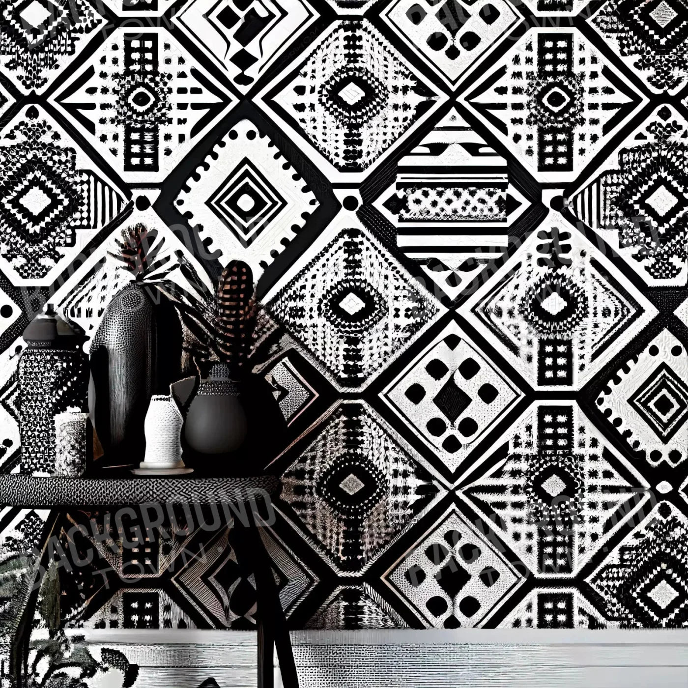 Aztec Monochrome 10X10 Ultracloth ( 120 X Inch ) Backdrop