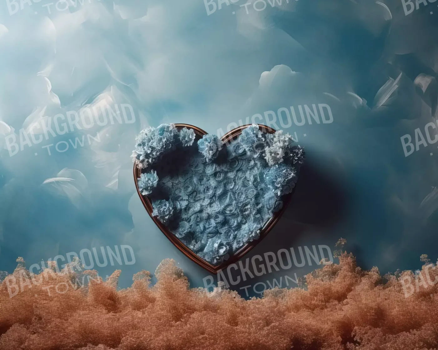 Baby Blue Heart Basket Iii 10’X8’ Fleece (120 X 96 Inch) Backdrop