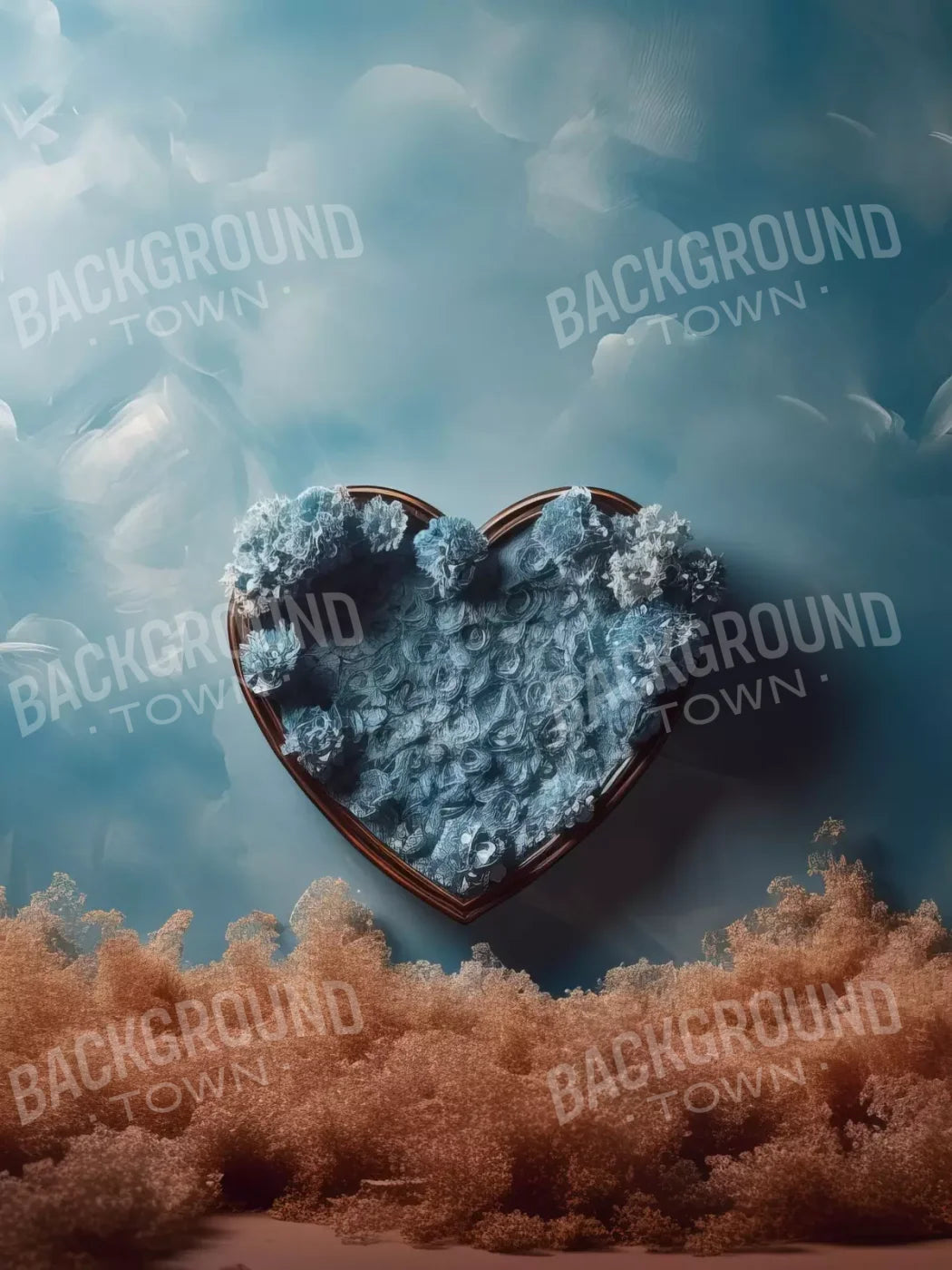 Baby Blue Heart Basket Iii 5’X6’8 Fleece (60 X 80 Inch) Backdrop