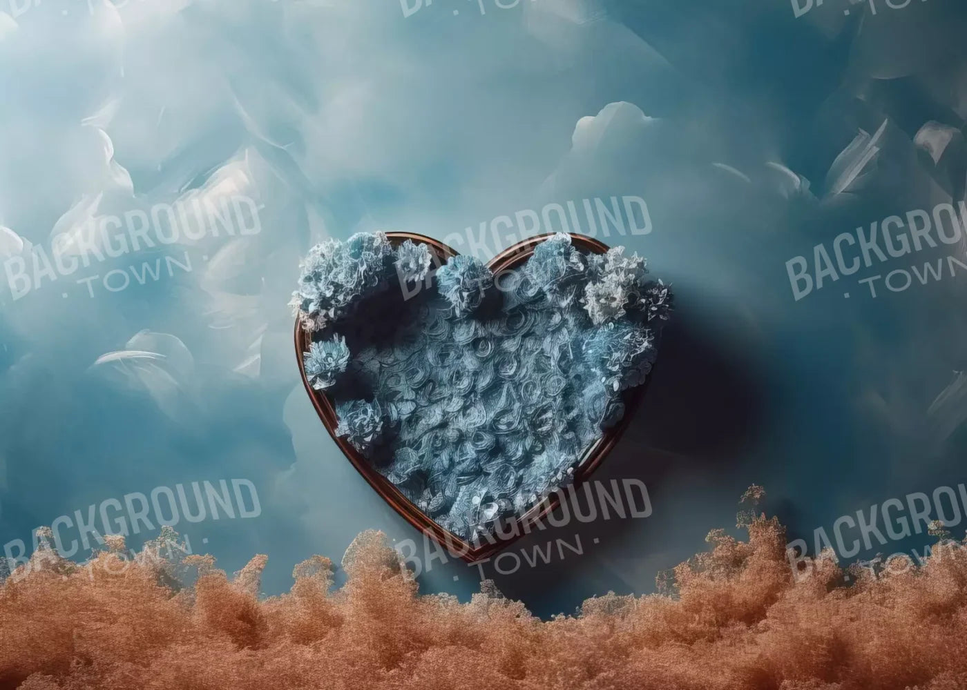 Baby Blue Heart Basket Iii 7’X5’ Ultracloth (84 X 60 Inch) Backdrop