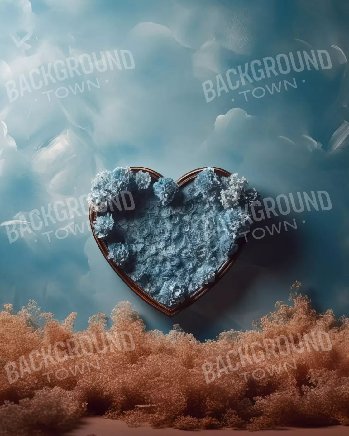 Baby Blue Heart Basket Iii 8’X10’ Fleece (96 X 120 Inch) Backdrop