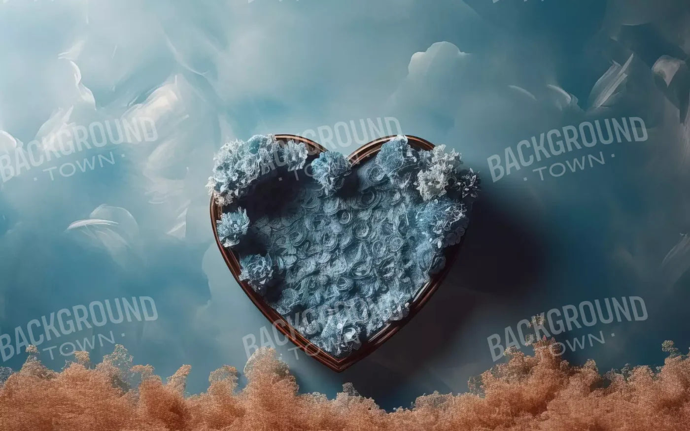 Baby Blue Heart Basket Iii 8’X5’ Ultracloth (96 X 60 Inch) Backdrop