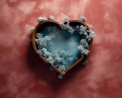 Baby Blue Heart Basket V 10’X8’ Fleece (120 X 96 Inch) Backdrop