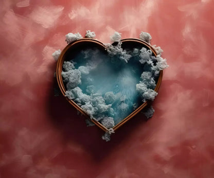 Baby Blue Heart Basket V 5’X4’2 Fleece (60 X 50 Inch) Backdrop