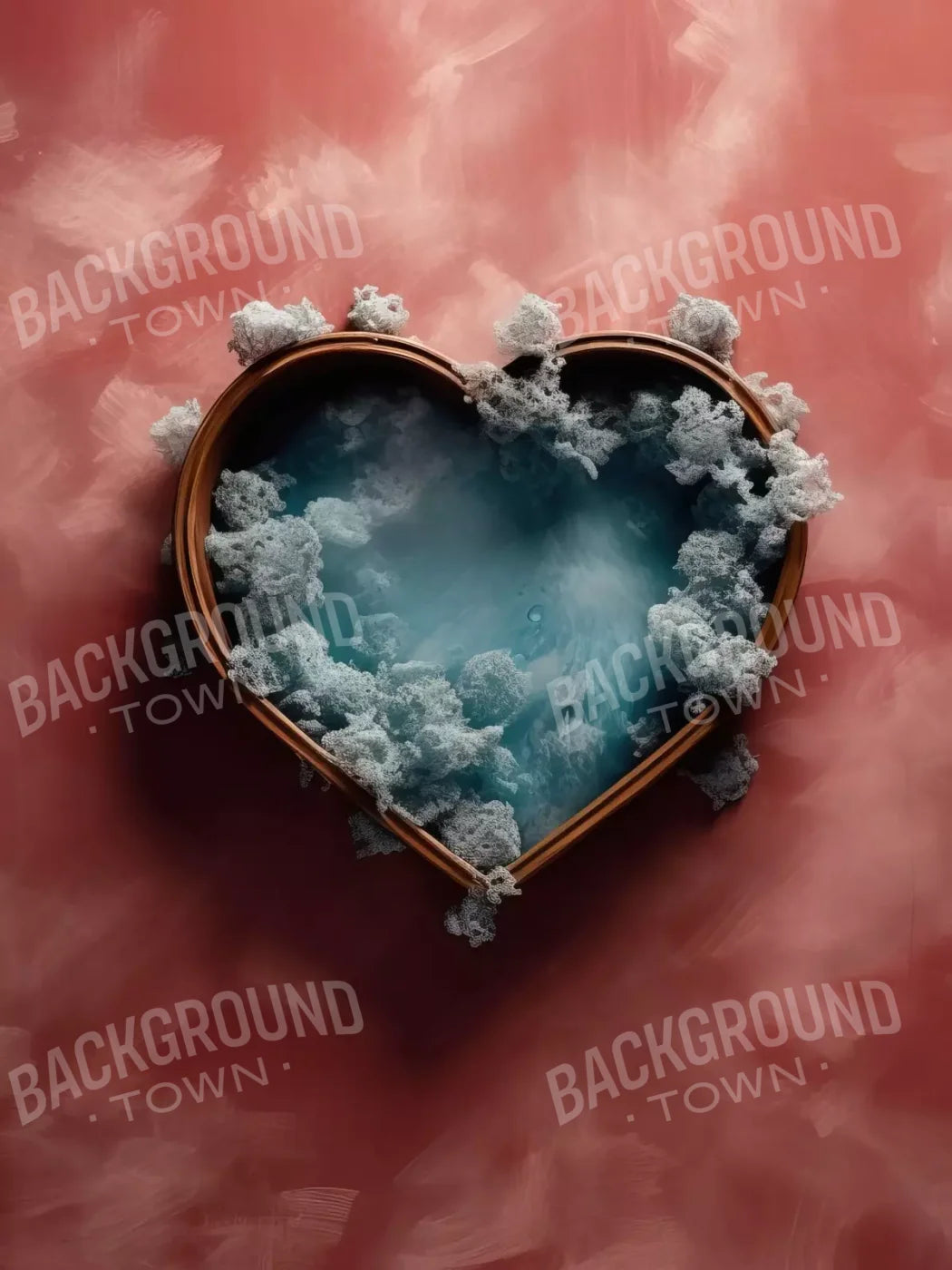 Baby Blue Heart Basket V 5’X6’8 Fleece (60 X 80 Inch) Backdrop