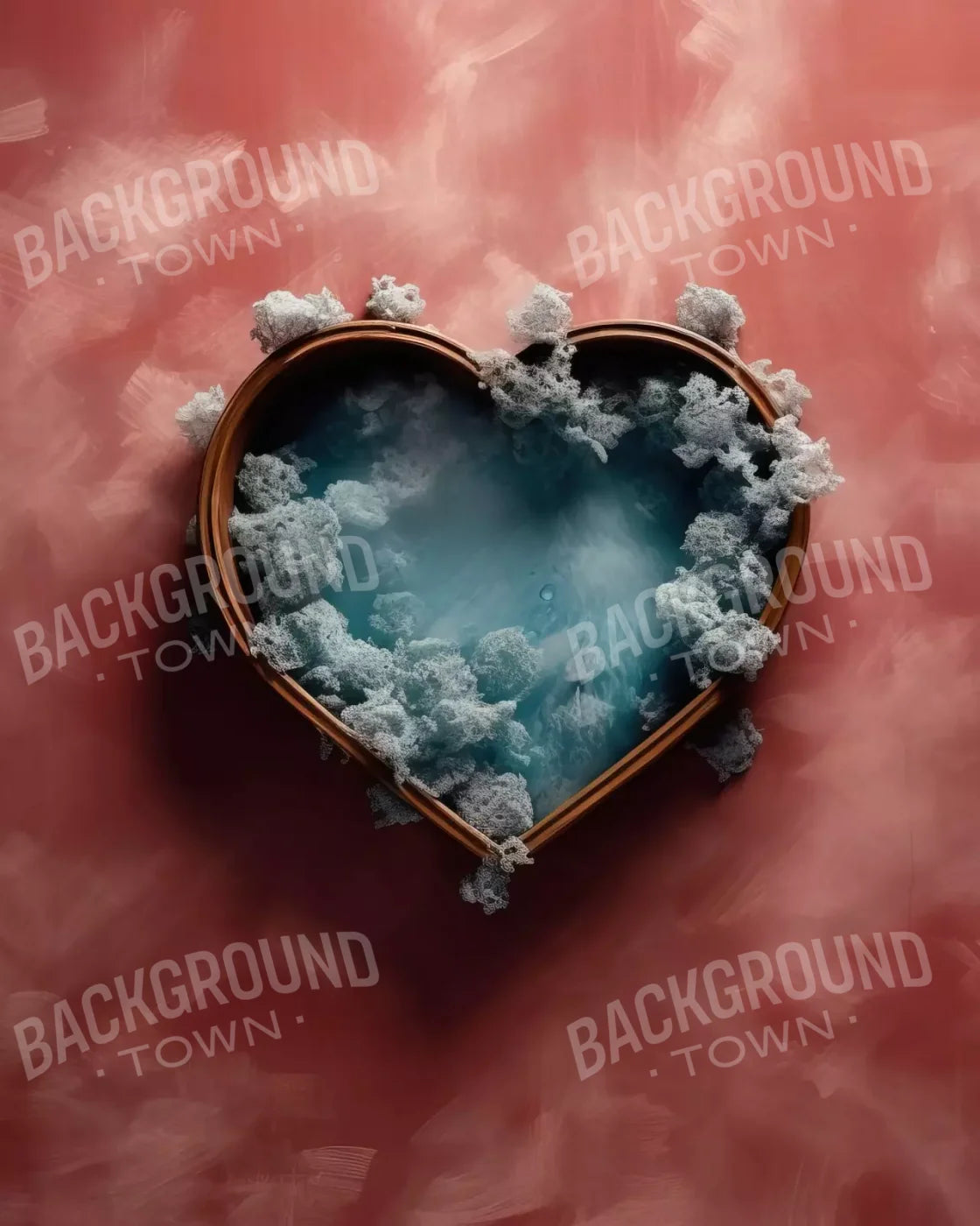 Baby Blue Heart Basket V 8’X10’ Fleece (96 X 120 Inch) Backdrop