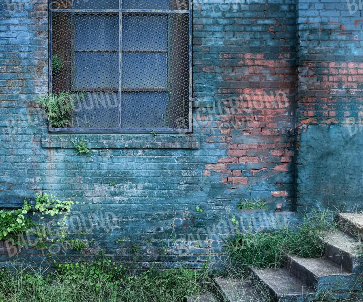 Back Alley Blue 5X42 Fleece ( 60 X 50 Inch ) Backdrop