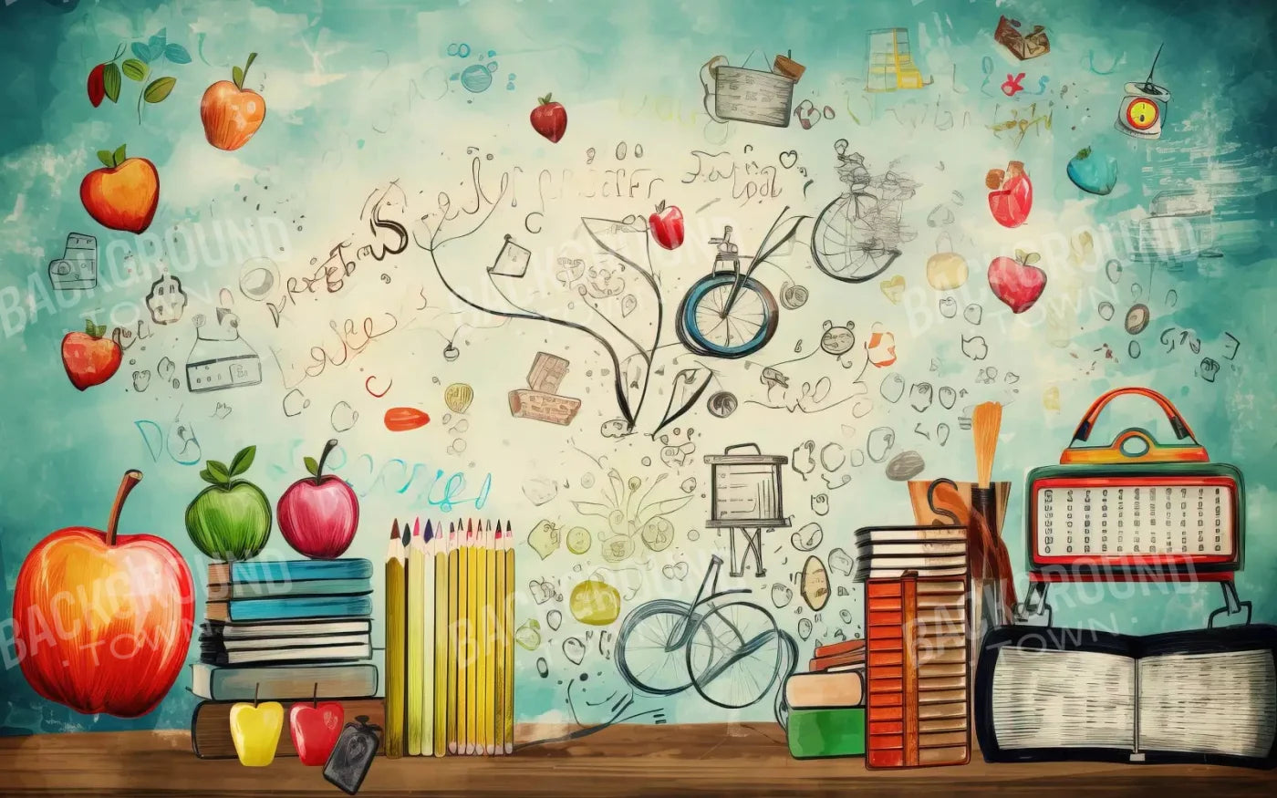 Back To School Day 14X9 Ultracloth ( 168 X 108 Inch ) Backdrop
