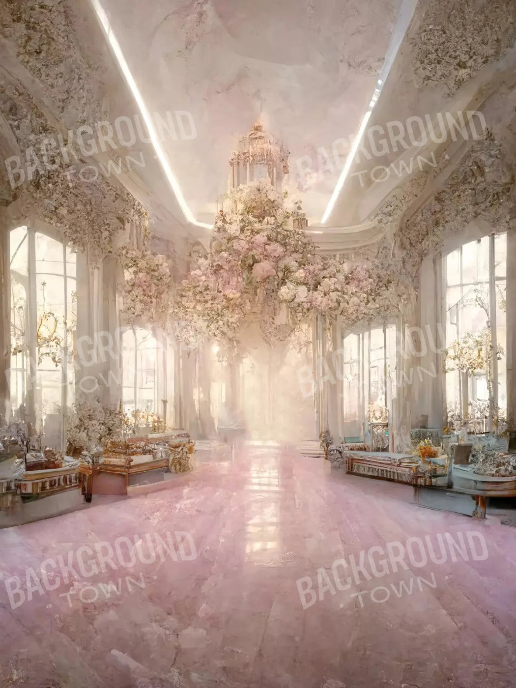 Ballroom In Pink 4 5X68 Fleece ( 60 X 80 Inch ) Backdrop