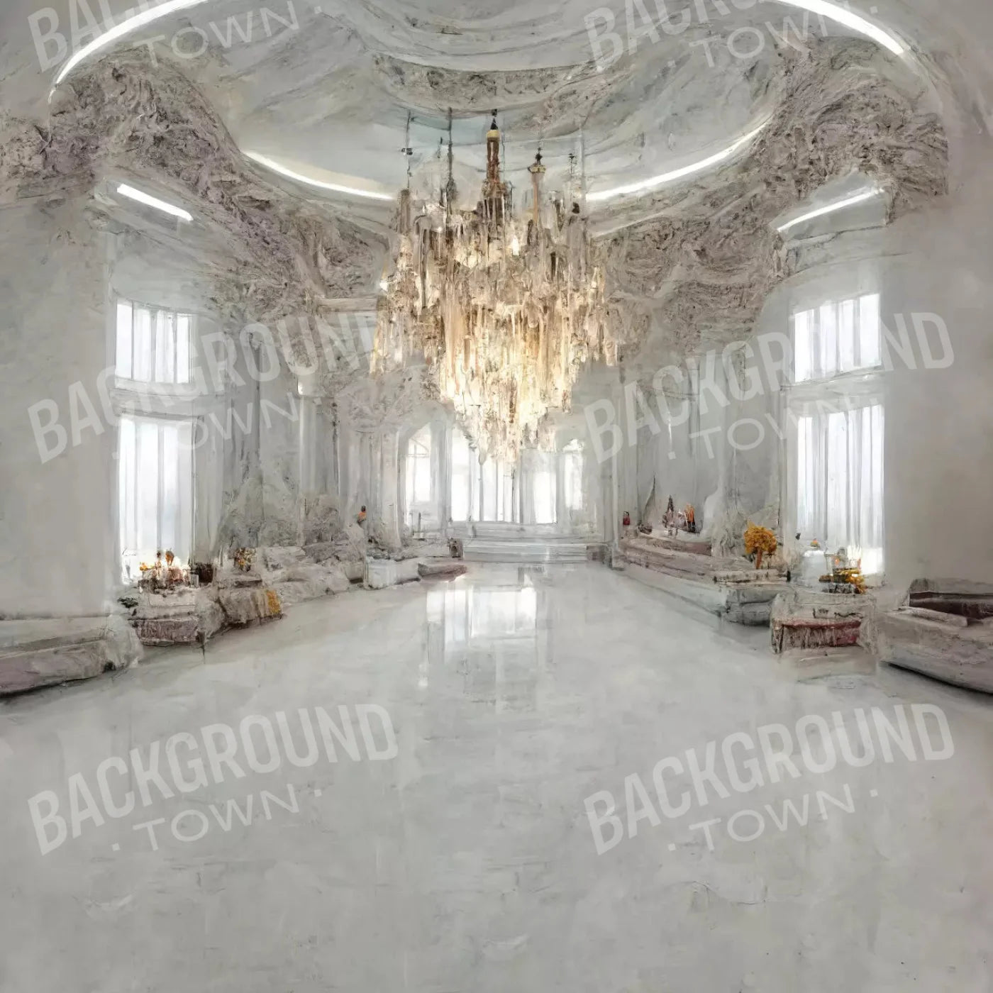 Ballroom In White 10X10 Ultracloth ( 120 X Inch ) Backdrop