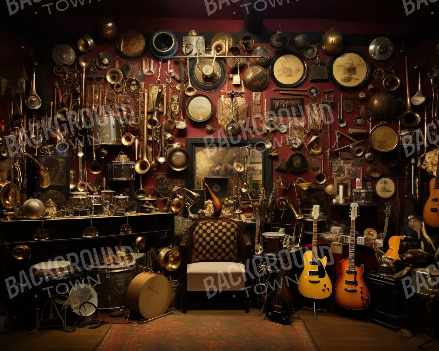 Band Room I 5’X4’ Rubbermat Floor (60 X 48 Inch) Backdrop
